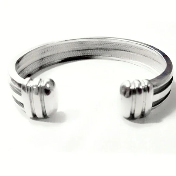 Vintage Art Deco Sterling Silver Heavy Cuff Bracelet - Picture 4 of 7